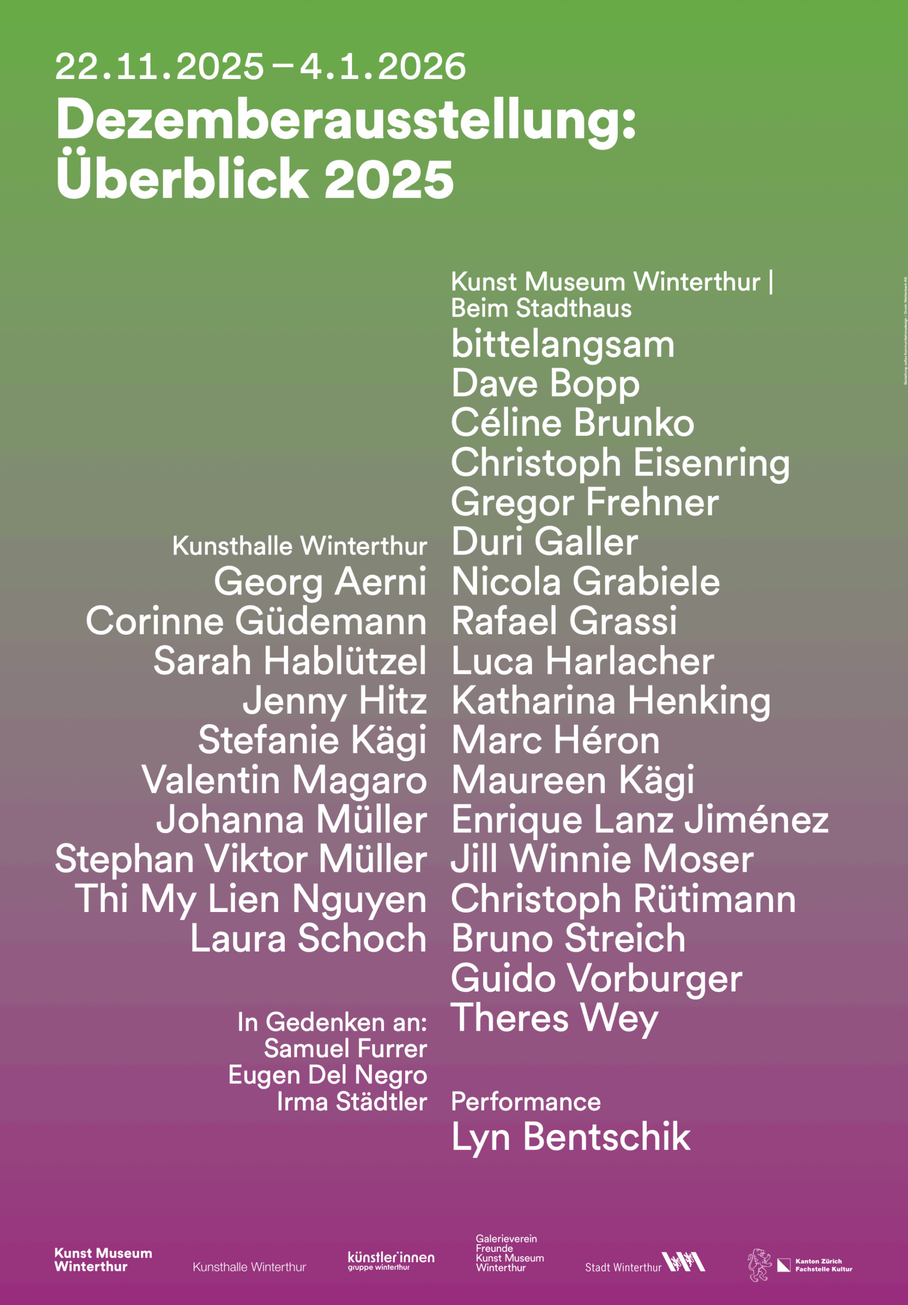 Dezemberausstellung: Überblick 2025  (Plakat 173)